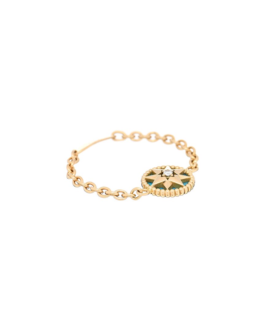 Dior 18k Rose Gold Diamond Turquoise Rose Des Vents Ring 51 5.75 (authentic  Pre-loved) In Gold