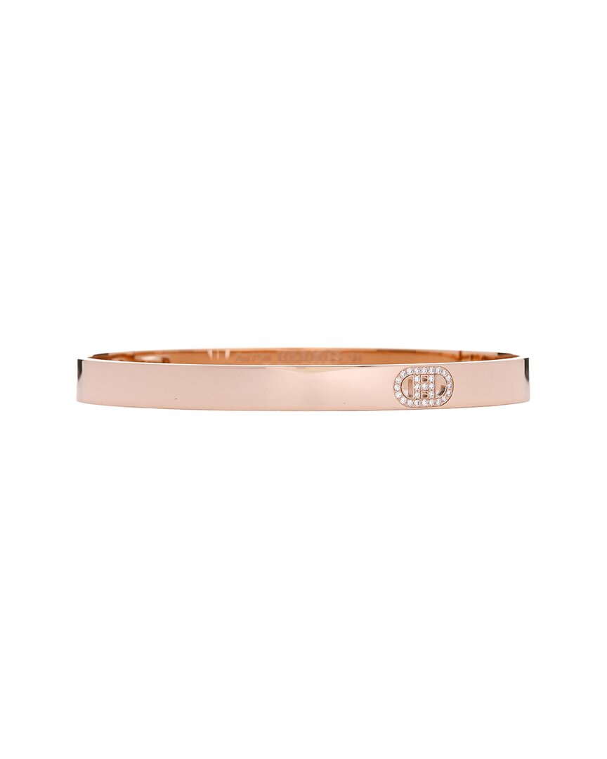 Pre-owned Hermes Hermès 18k Rose Gold Diamond Pm H D'ancre Bracelet Sh (authentic Pre-loved)