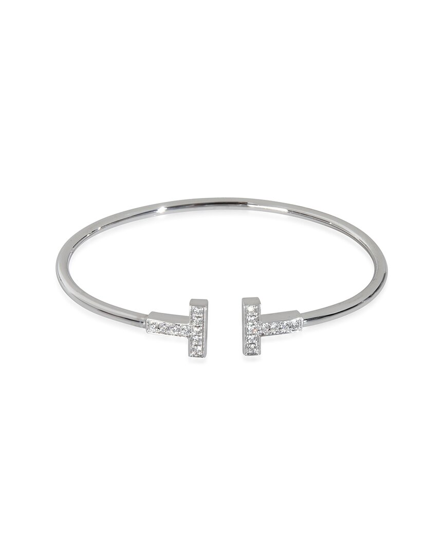 Tiffany & Co . Tiffany T Wire 18k 0.48 Ct. Tw. Diamond Bracelet (authentic Pre-loved) In Silver