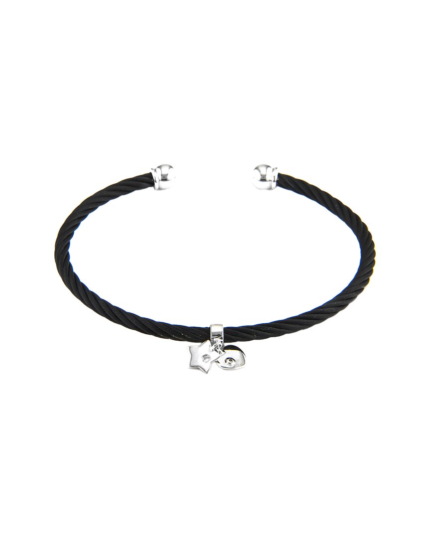Diamond Select Cuts Heart 14k & Stainless Steel 0.02 Ct. Tw. Diamond Bangle Bracelet