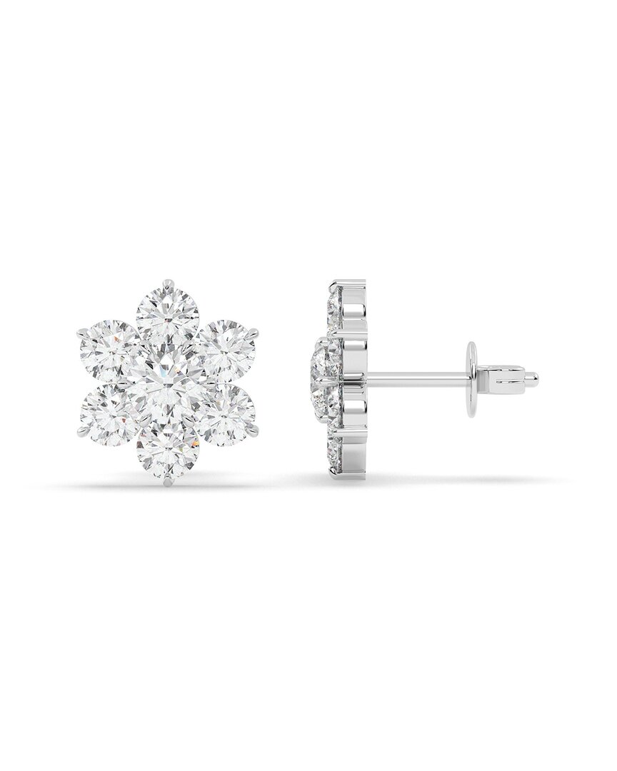 Lab Grown Diamonds 14k 3.85 Ct. Tw. Lab-grown Diamond Earrings In Silver