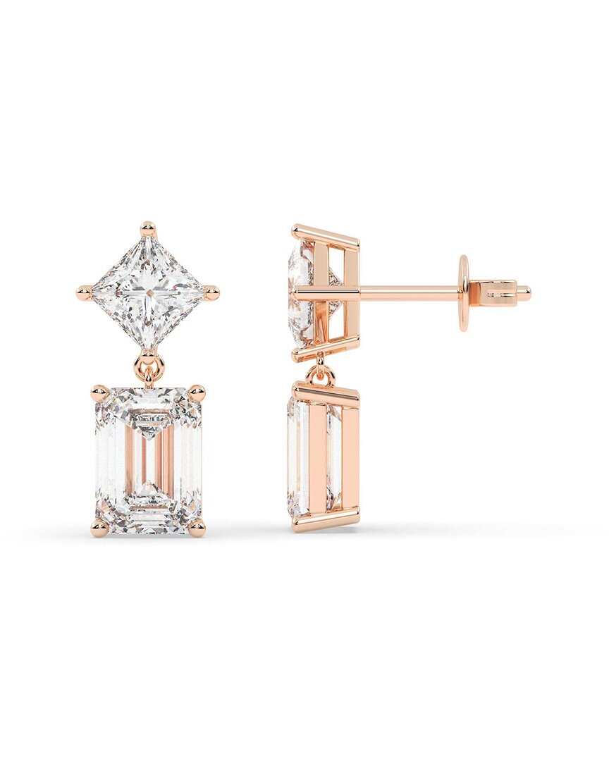 Lab Grown Diamonds 14k Rose Gold 7.00 Ct. Tw. Lab-grown Diamond Earrings In Gold