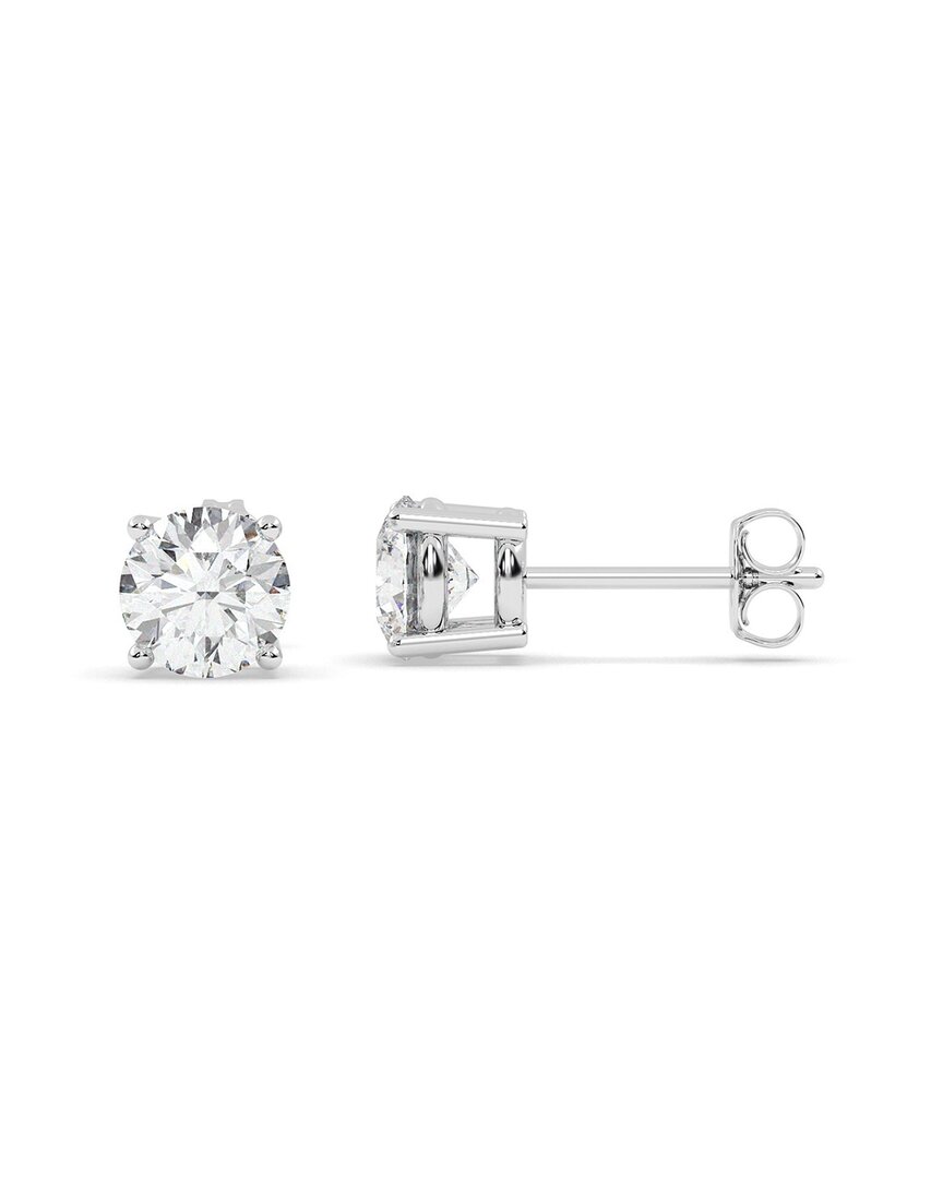 Lab Grown Diamonds 14k 0.00 Ct. Tw. Lab-grown Diamond Earrings In Silver