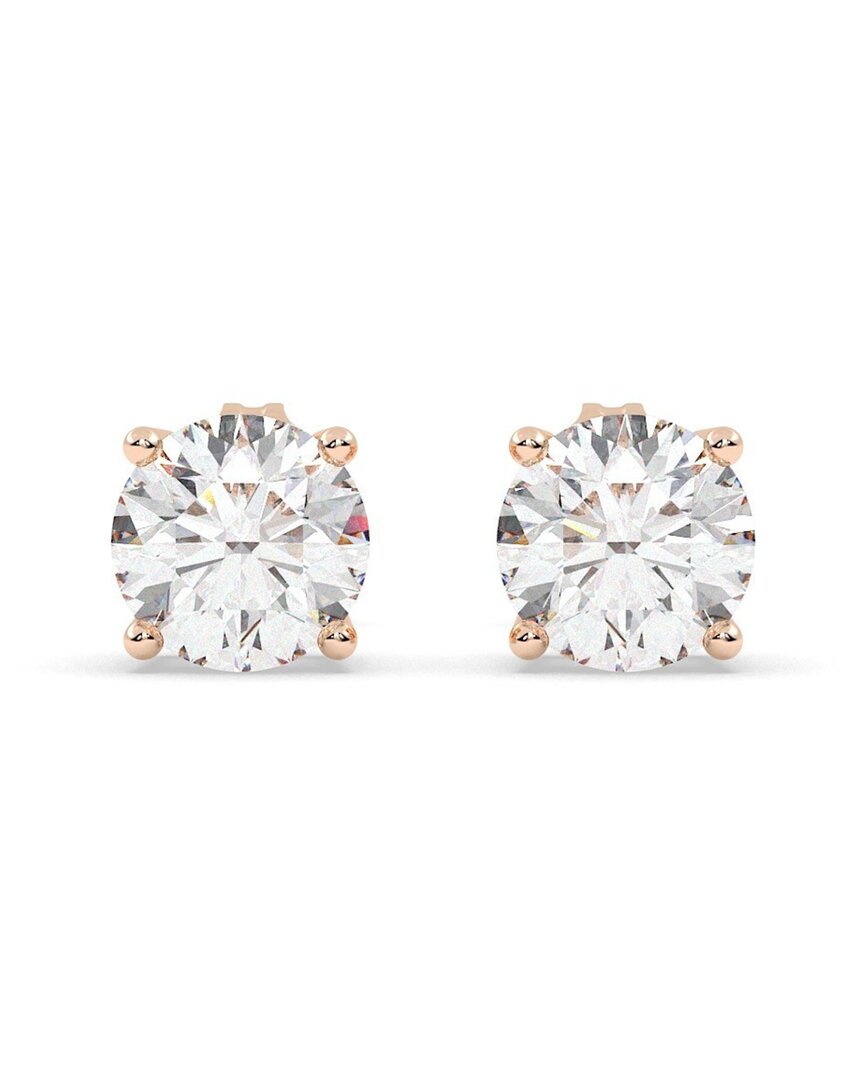 Lab Grown Diamonds 14k Rose Gold 0.00 Ct. Tw. Lab-grown Diamond Earrings In Gold