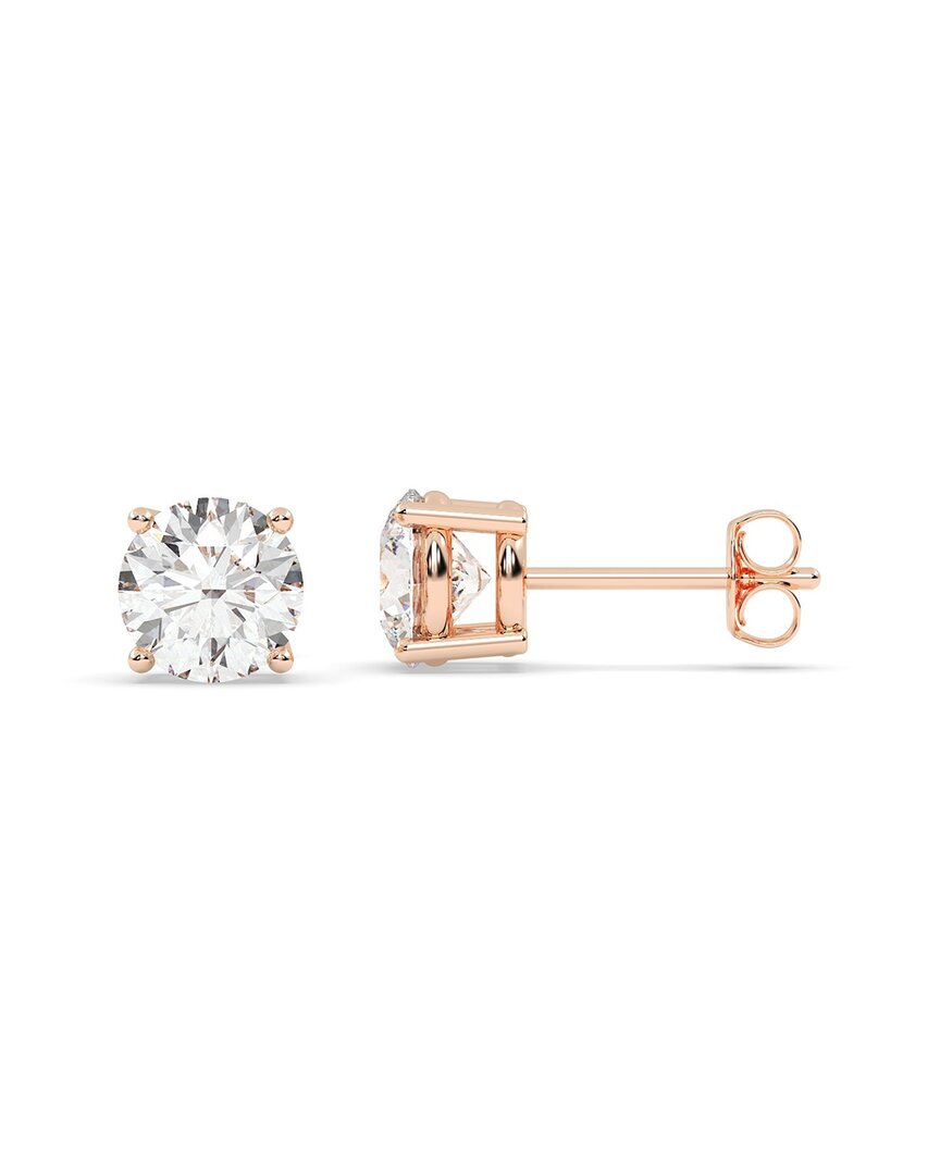 Lab Grown Diamonds 14k Rose Gold 0.00 Ct. Tw. Lab-grown Diamond Earrings In Gold