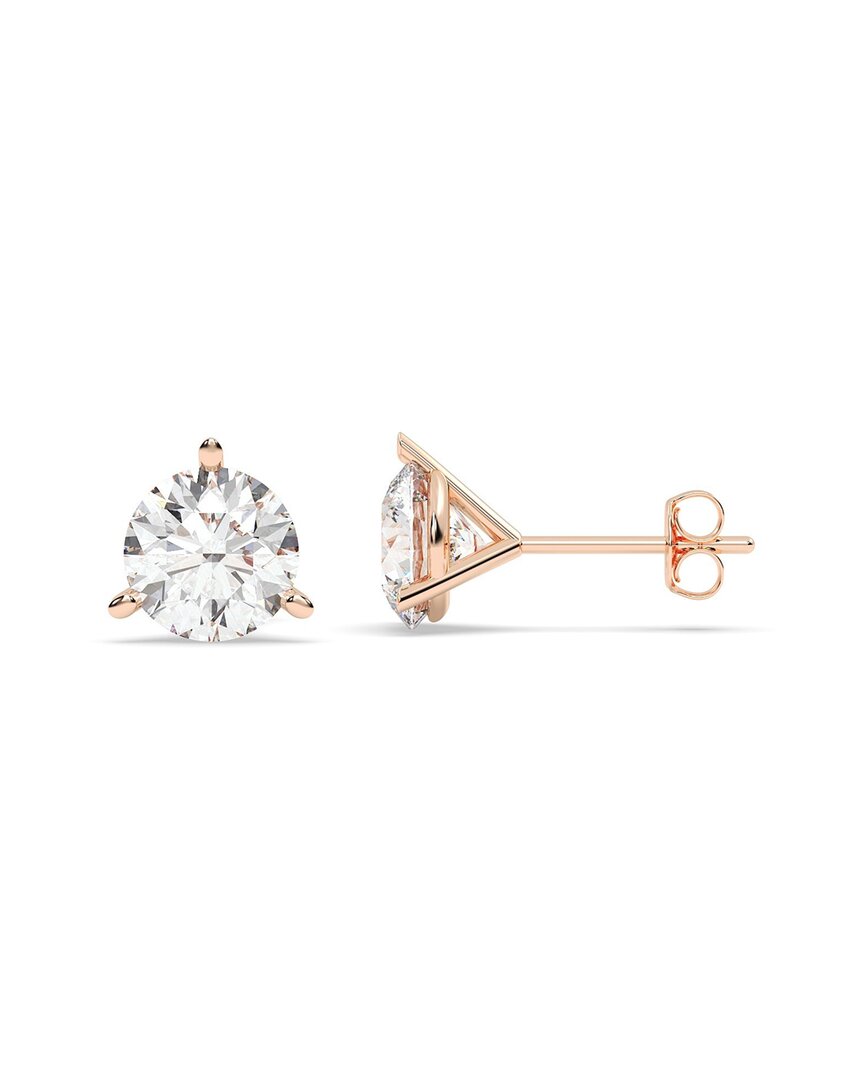 Lab Grown Diamonds 14k Rose Gold 0.00 Ct. Tw. Lab-grown Diamond Earrings In Gold
