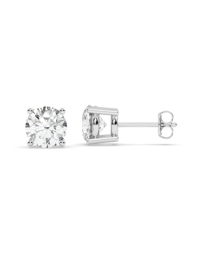 Lab Grown Diamonds 14k 0.00 Ct. Tw. Lab-grown Diamond Earrings In Silver
