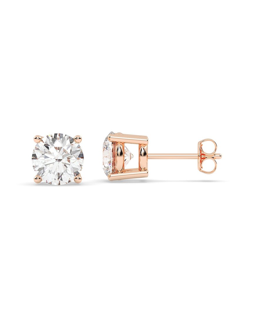 Lab Grown Diamonds 14k Rose Gold 0.00 Ct. Tw. Lab-grown Diamond Earrings In Gold