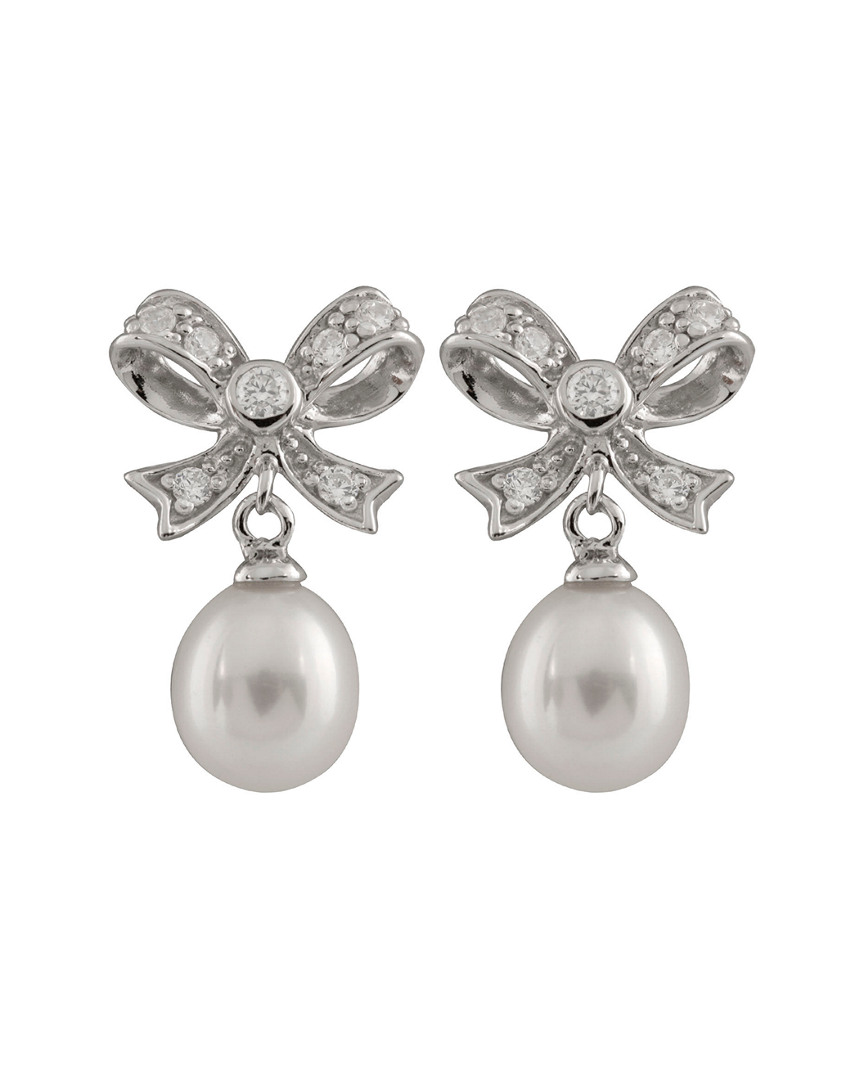 Splendid Pearls Silver 7-8mm Freshwater Pearl Dangling Earring