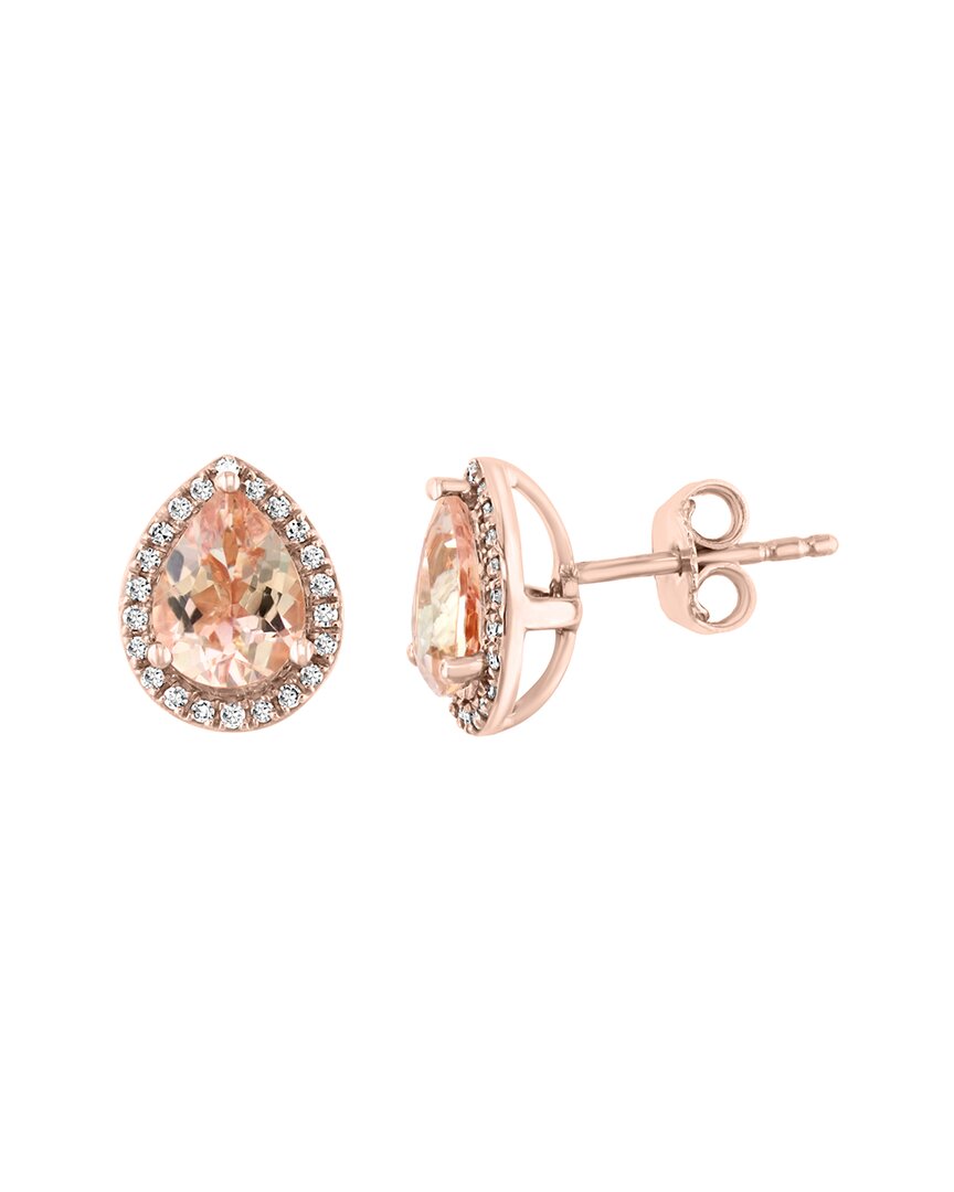 Effy Fine Jewelry 14k Rose Gold 2.07 Ct. Tw. Diamond & Morganite Earrings In Gold