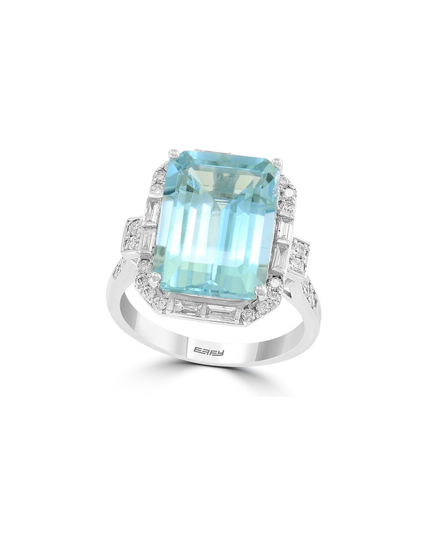 Effy Fine Jewelry 14k 7.37 Ct. Tw. Diamond & Aquamarine Ring In Blue