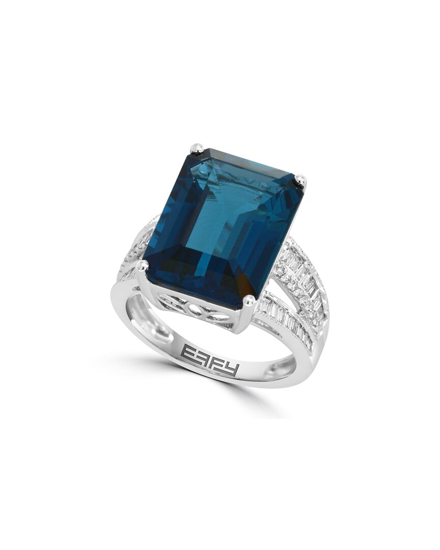 Effy Fine Jewelry 14k 15.38 Ct. Tw. Diamond & London Blue Topaz Ring In Blue