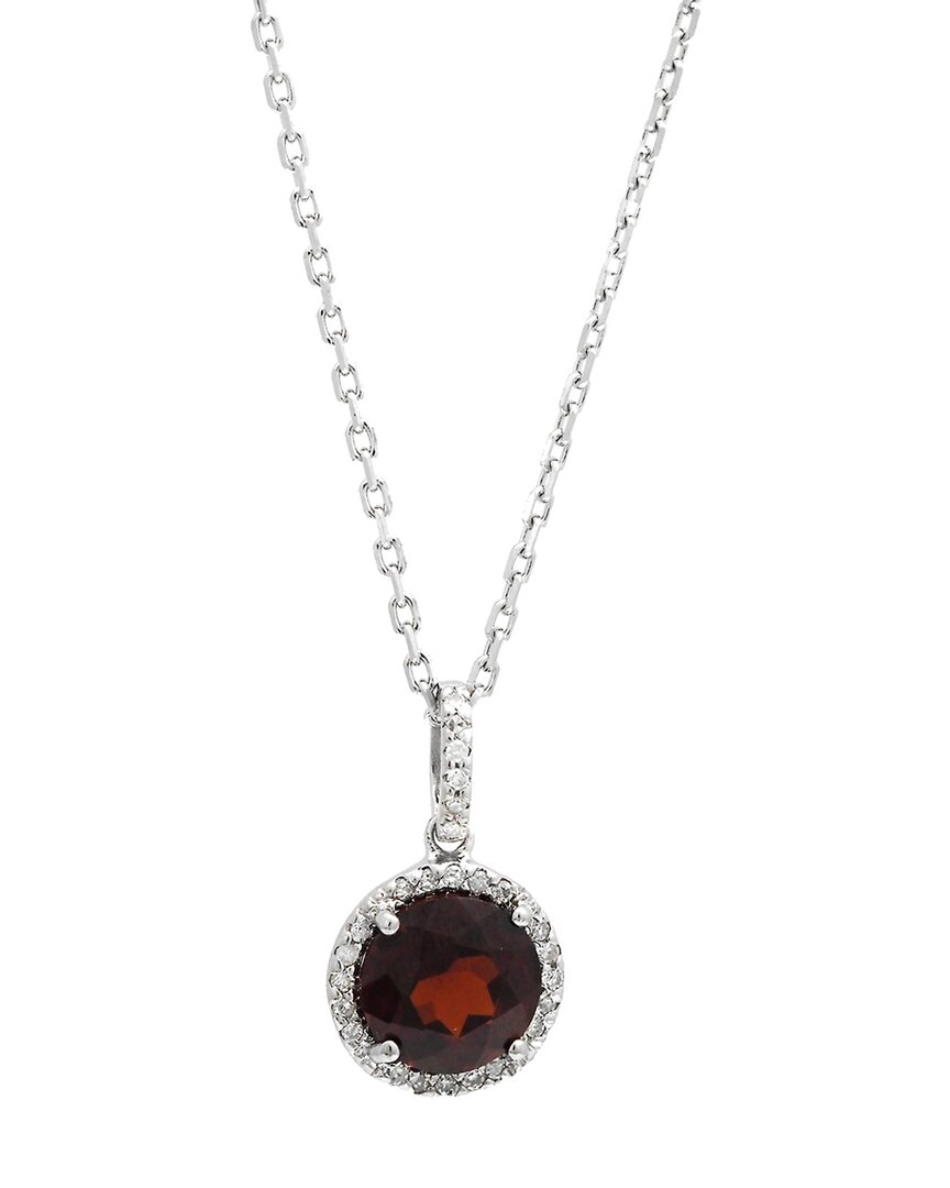 Gemstones Silver 1.72 Ct. Tw. Diamond & Garnet Necklace