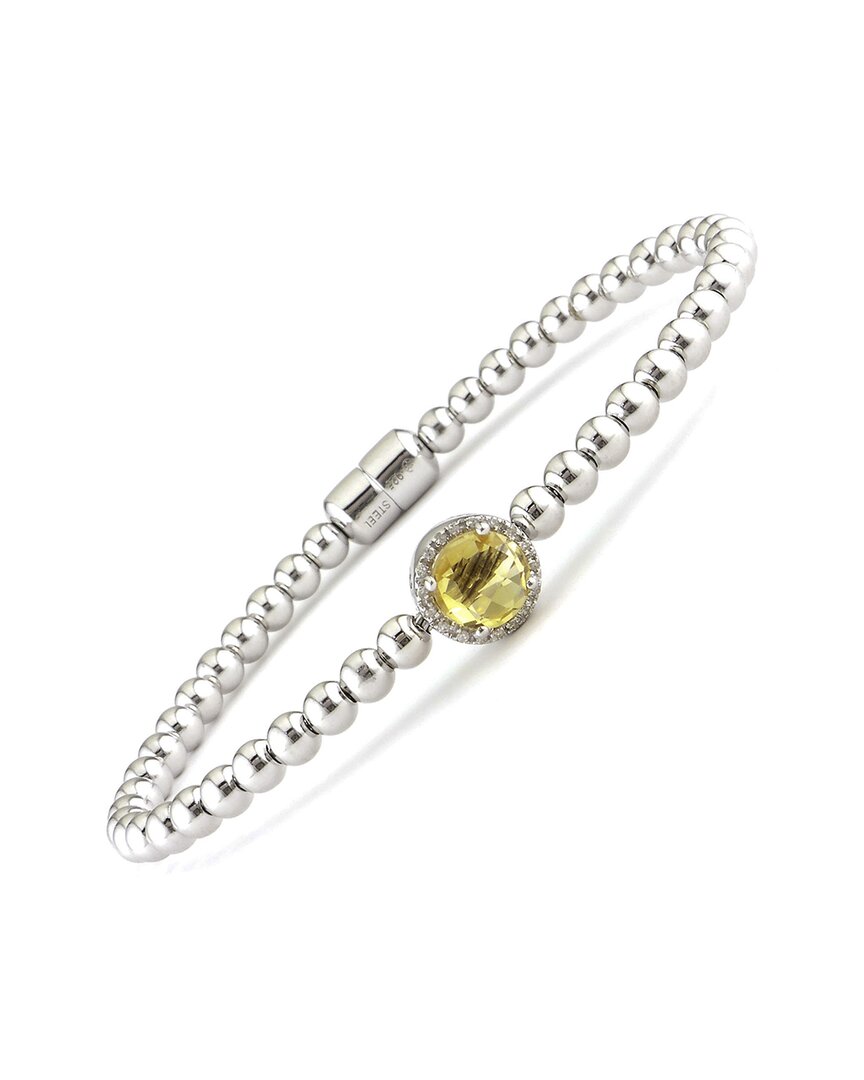 Gemstones Silver 1.23 Ct. Tw. Diamond & Citrine Bangle Bracelet