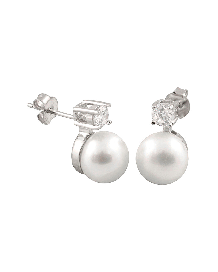 SPLENDID PEARLS SPLENDID PEARLS SILVER 7.5-8MM MM FRESHWATER PEARL EARRINGS