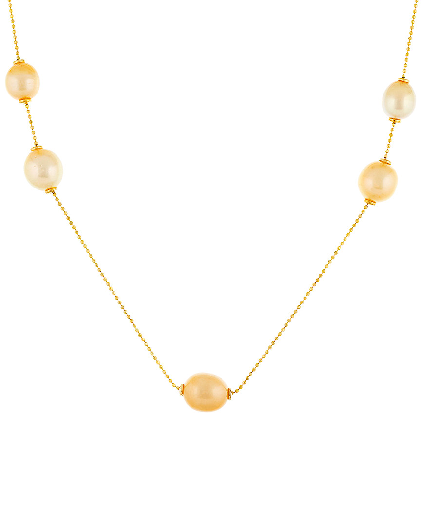 Splendid Pearls Gold Over Silver 9-10mm South Sea Pearl 32in Necklace