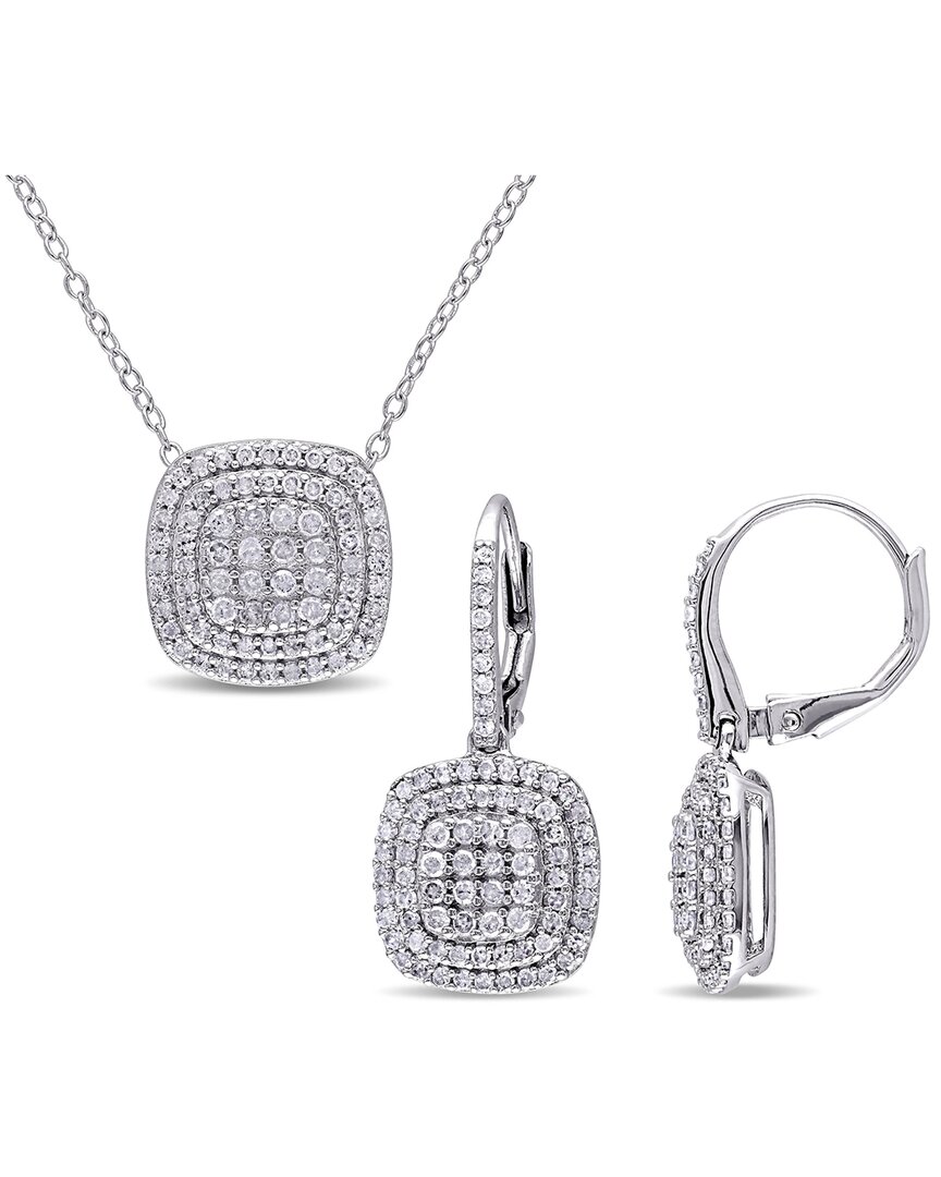 Rina Limor Silver 1.44 Ct. Tw. Diamond Pendant & Earrings Set
