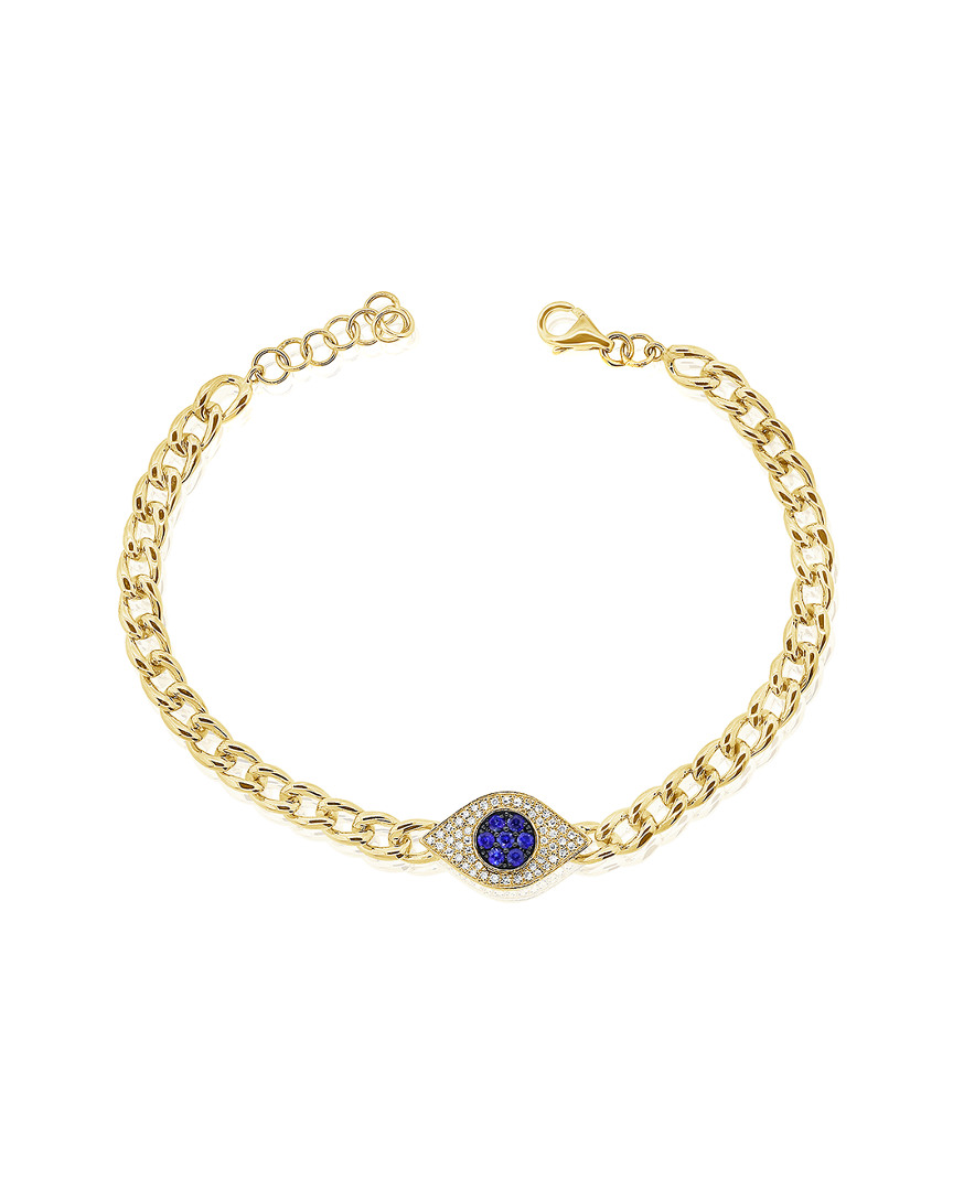 Sabrina Designs 14k 0.29 Ct. Tw. Diamond & Sapphire Evil Eye Link Bracelet