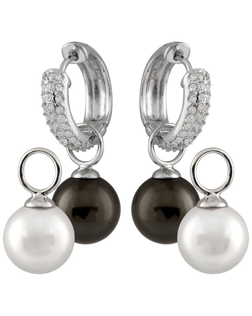 Splendid Pearls Silver 12mm Pearl Cz Set In Silver