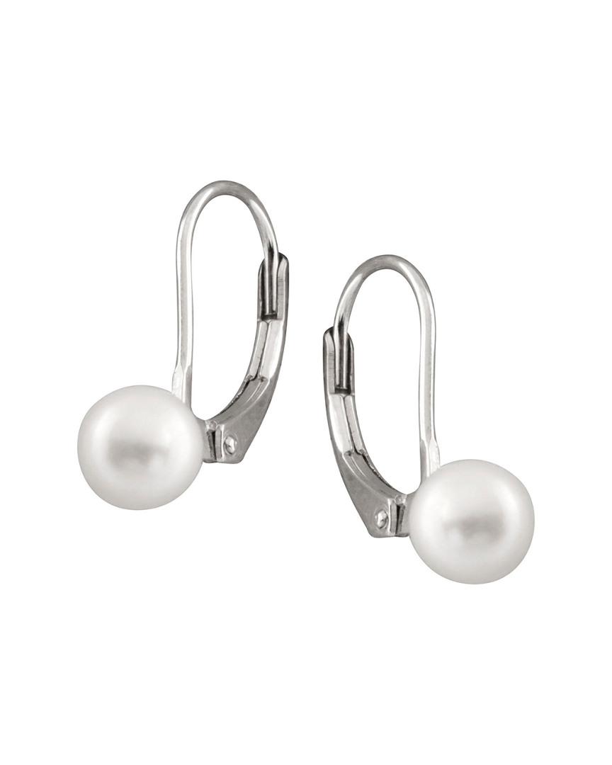 Splendid Pearls Plated Silver 6-6.5mm Freshwater Pearl Drop Earrings