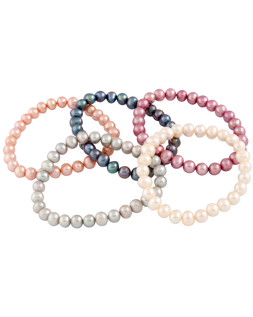 Splendid Pearls 6-7mm Freshwater Pearl Set Of Stretch Bracelets