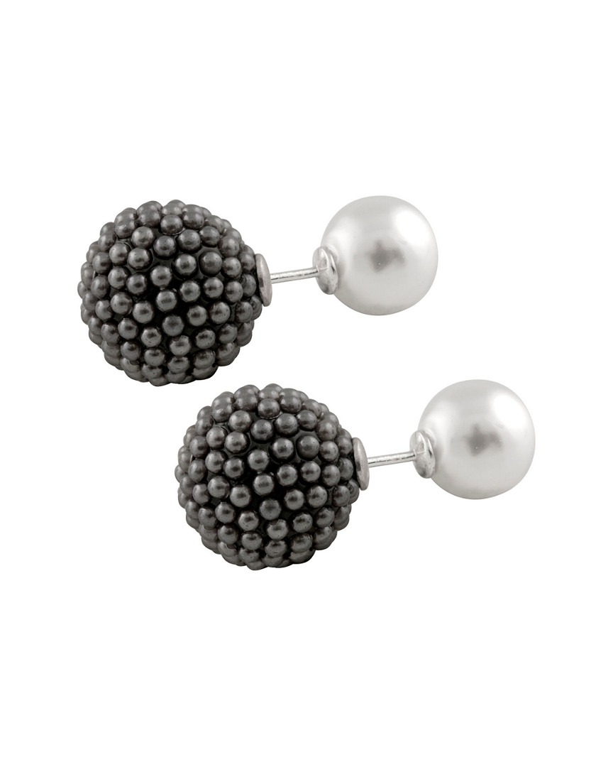 Splendid Pearls Plated Silver 10-14mm Shell Pearl Front Back Earrings