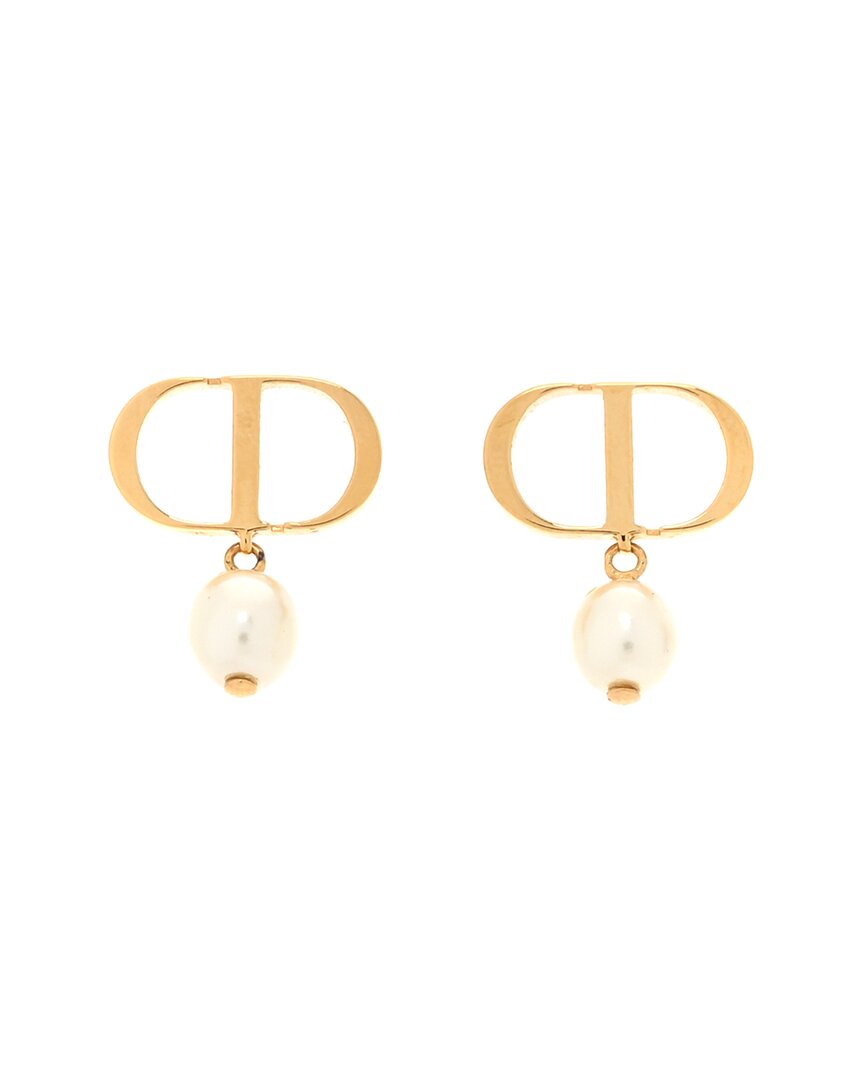 Gucci Pearl Petit Cd Earrings (authentic Pre-loved) In Gold