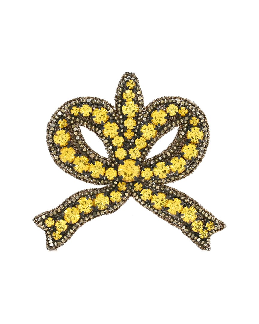 Gucci Crystal Bow Brooch (authentic Pre-loved) In Yellow