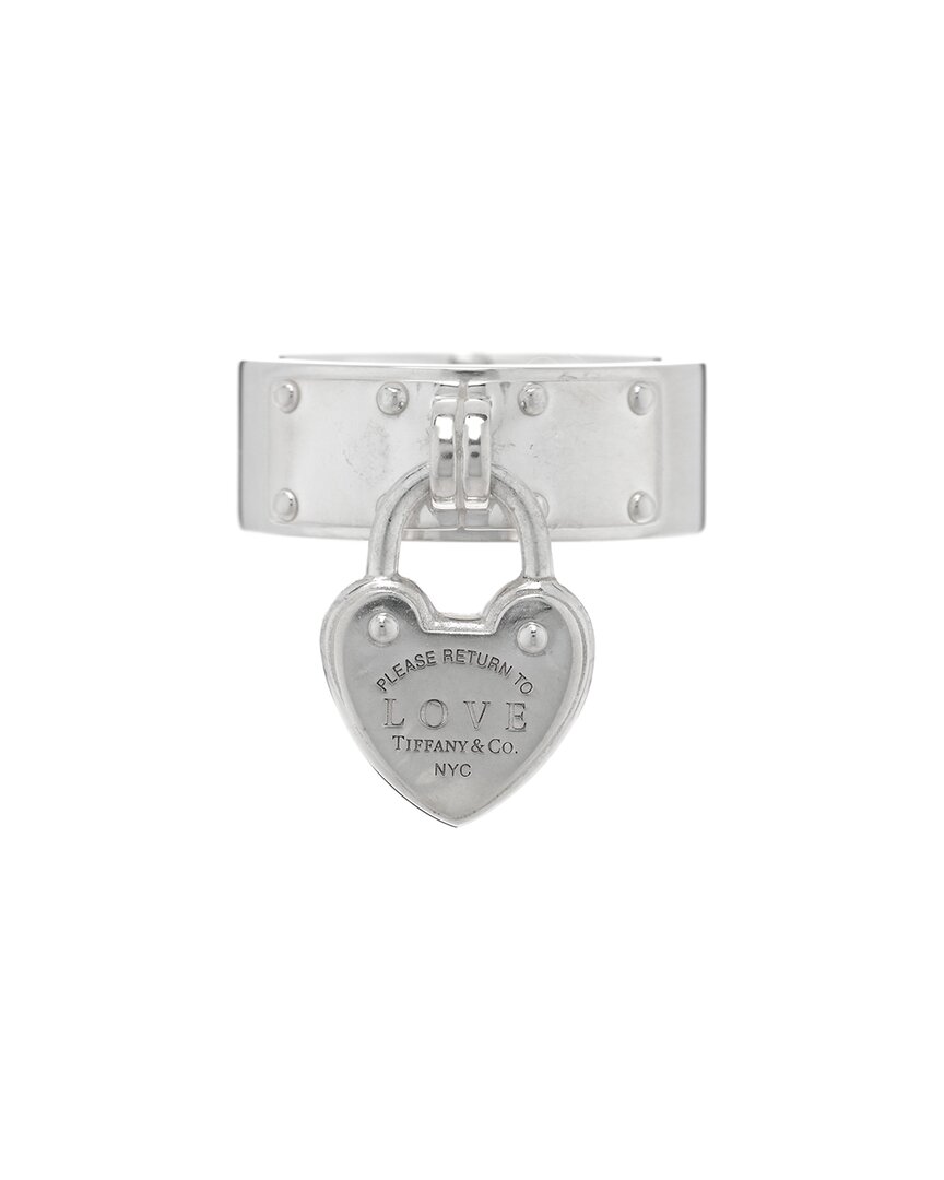 Tiffany & Co . Silver Return To Tiffany Lock Love Ring 47 4 (authentic Pre-loved) In Metallic
