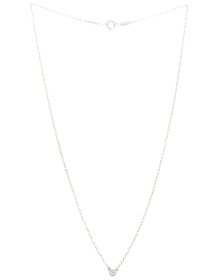 Tiffany & Co . Silver Diamond .03ct Elsa Peretti Diamonds By The Yard Pendant  Necklace (authentic Pr