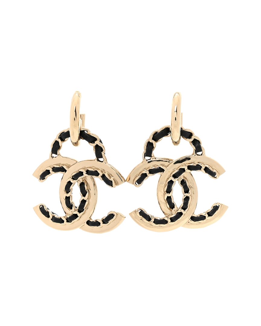 Pre-owned Chanel Lambskin Chain Cc Drop Earrings (authentic Pre-loved)