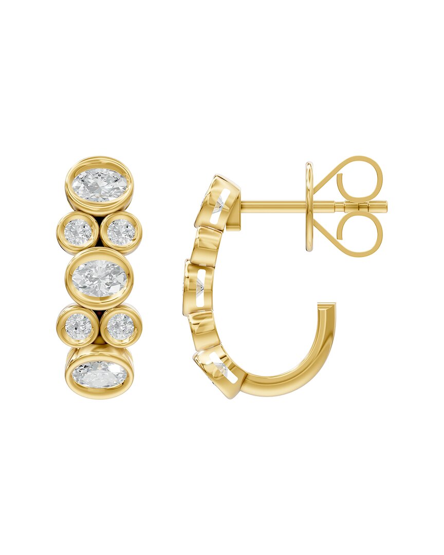 Lab Grown Diamonds Silver 1.06 Ct. Tw. Lab-grown Diamond Earrings In Gold