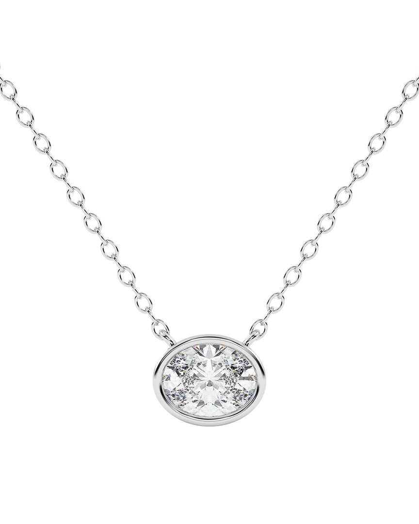 Lab Grown Diamonds 14k 0.25 Ct. Tw. Lab-grown Diamond Necklace In Silver