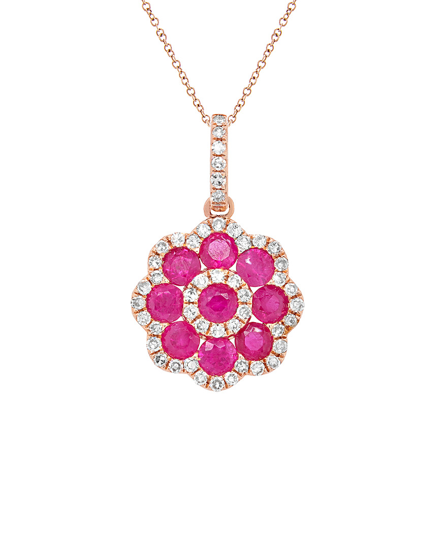 Diana M. Fine Jewelry 14K Rose Gold 1.01 ct. tw. Diamond & Ruby Necklace
