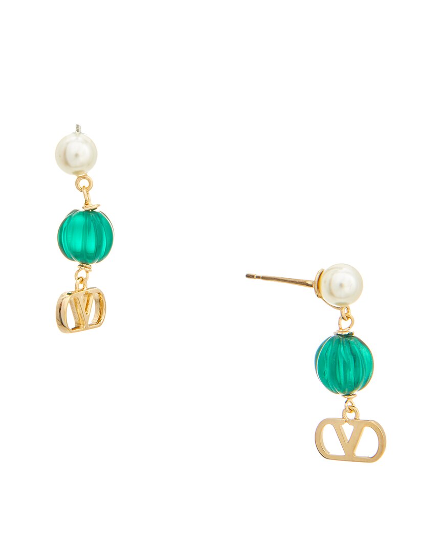 Valentino Garavani Valentino Vlogo Signature Brass Earrings In Gold