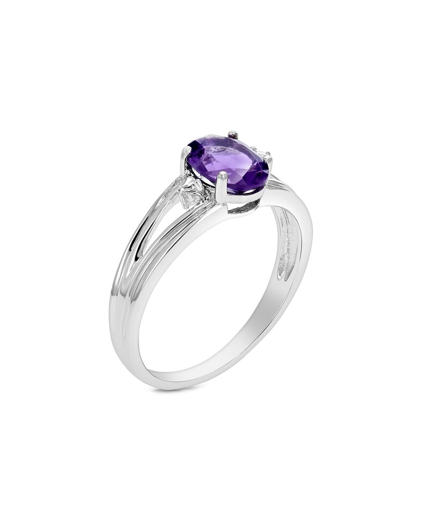 Gemstones Silver 1.20 Ct. Tw. Purple Amethyst Ring In Metallic