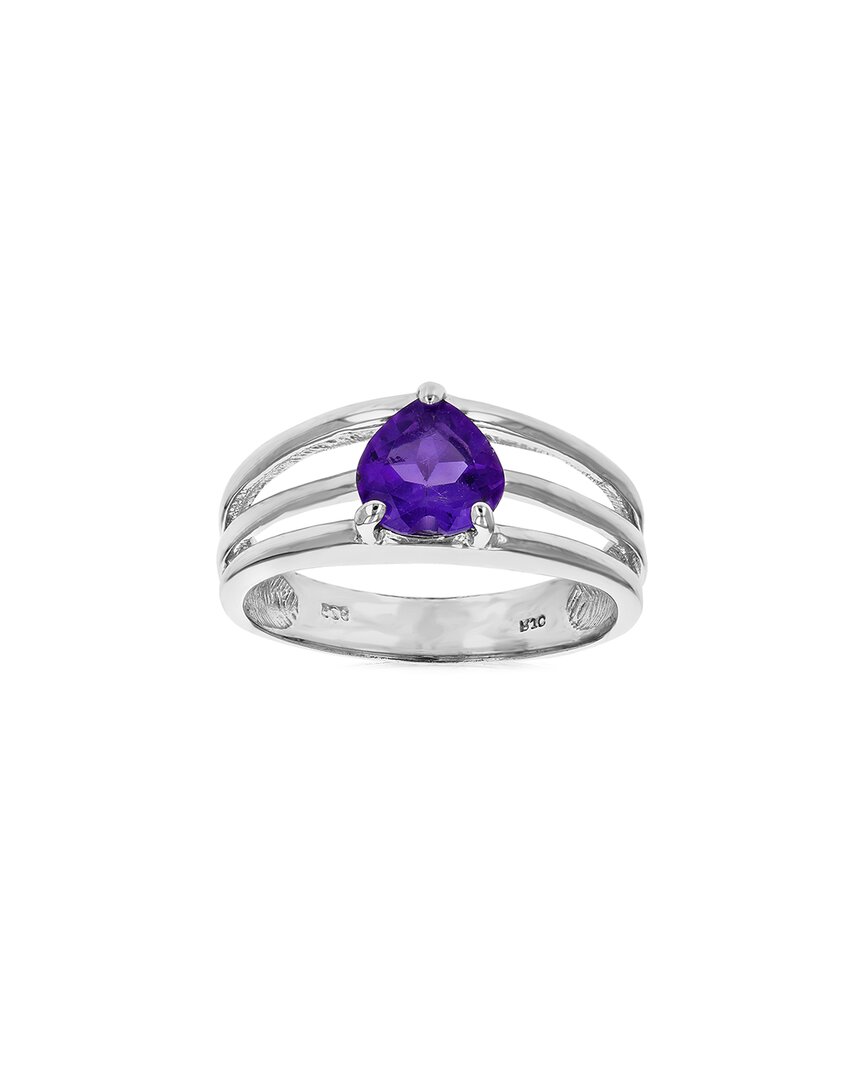 Gemstones Silver 1.00 Ct. Tw. Purple Amethyst Ring In Metallic