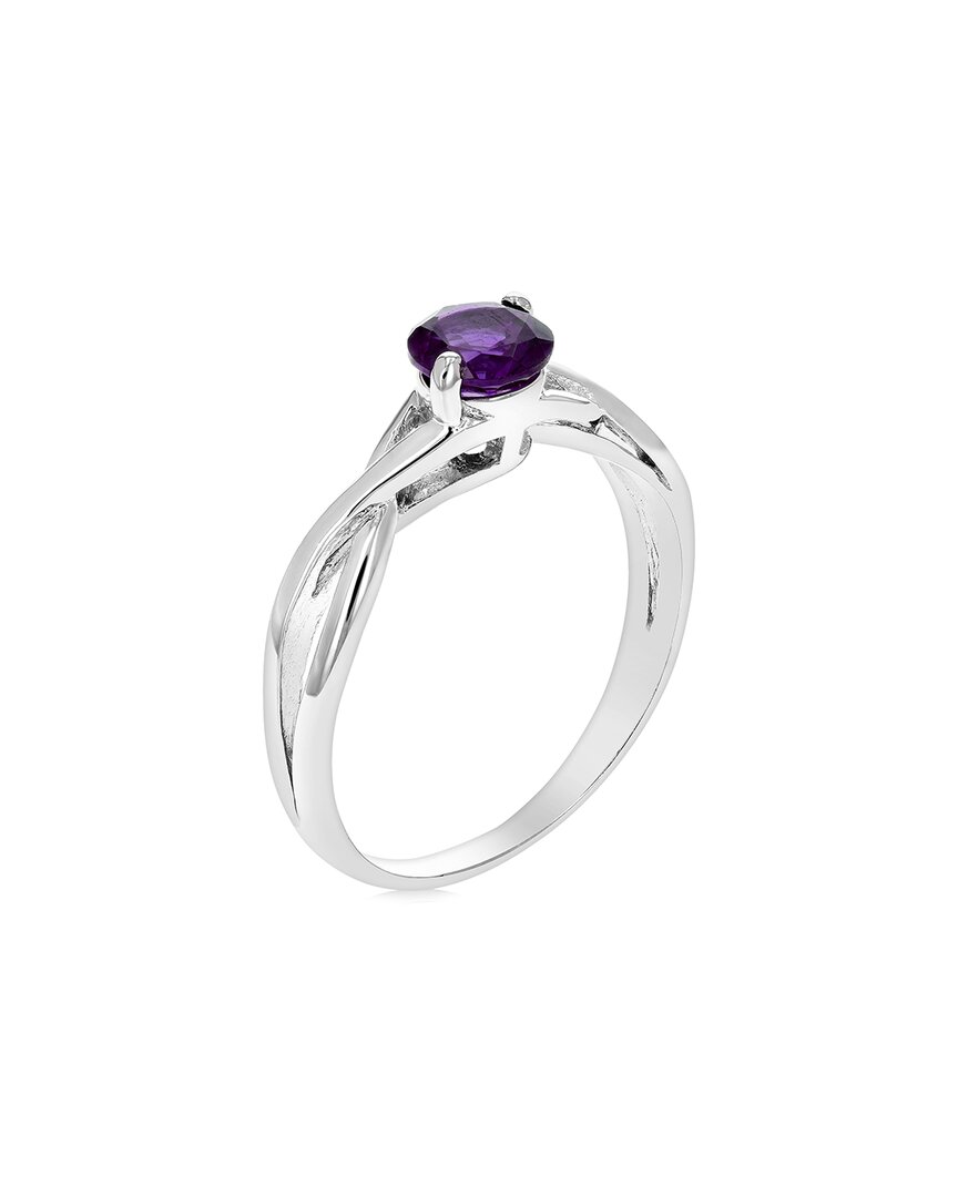 Gemstones Silver 0.50 Ct. Tw. Purple Amethyst Ring In Metallic