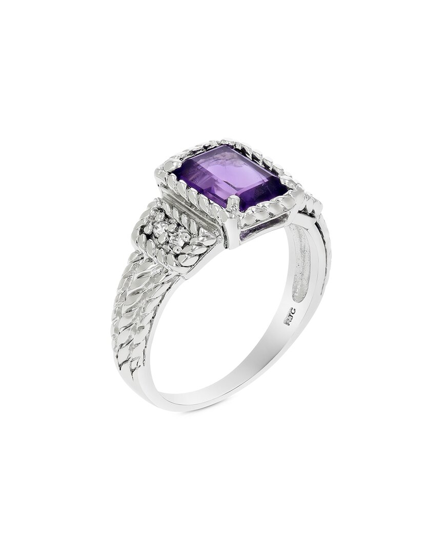 Gemstones Silver 1.10 Ct. Tw. Purple Amethyst Cz Ring In Purple