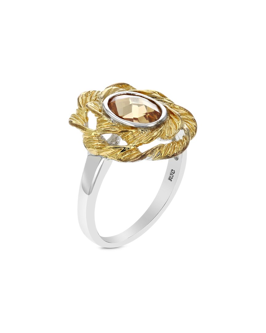 Gemstones Gold Over Silver Cz Ring In Metallic