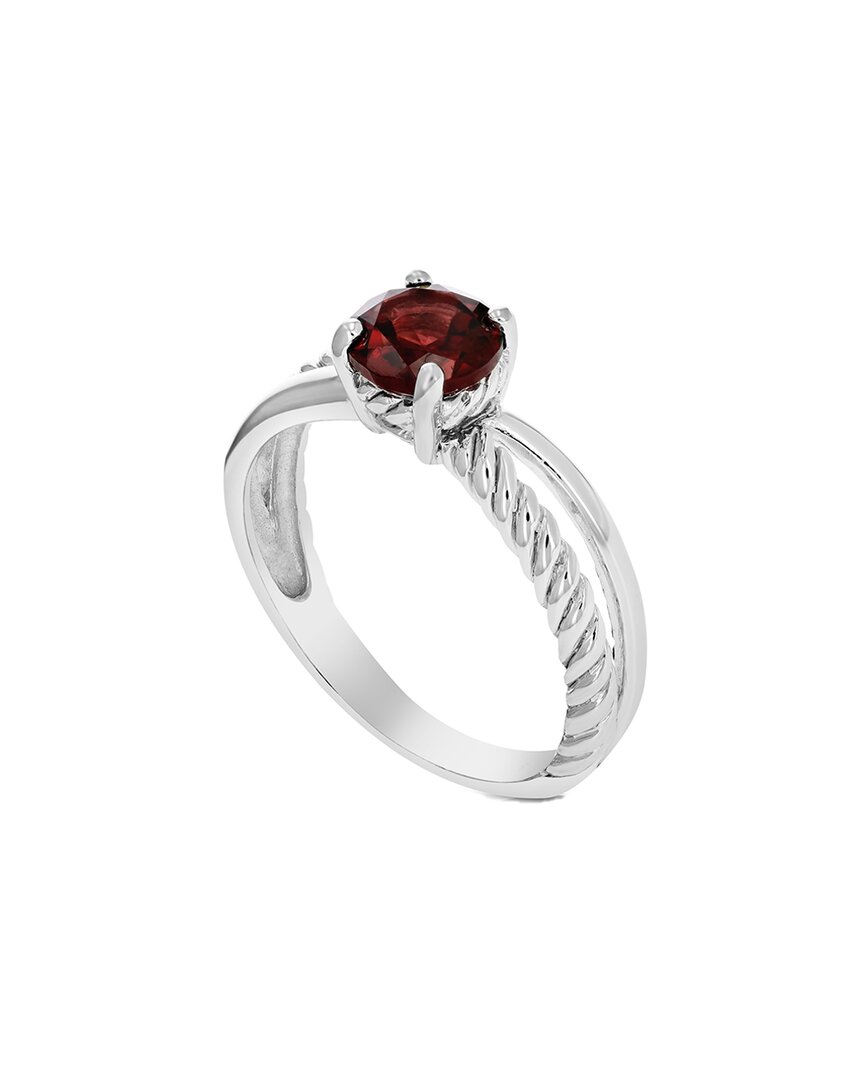 Gemstones Silver 0.80 Ct. Tw. Garnet Ring In Metallic