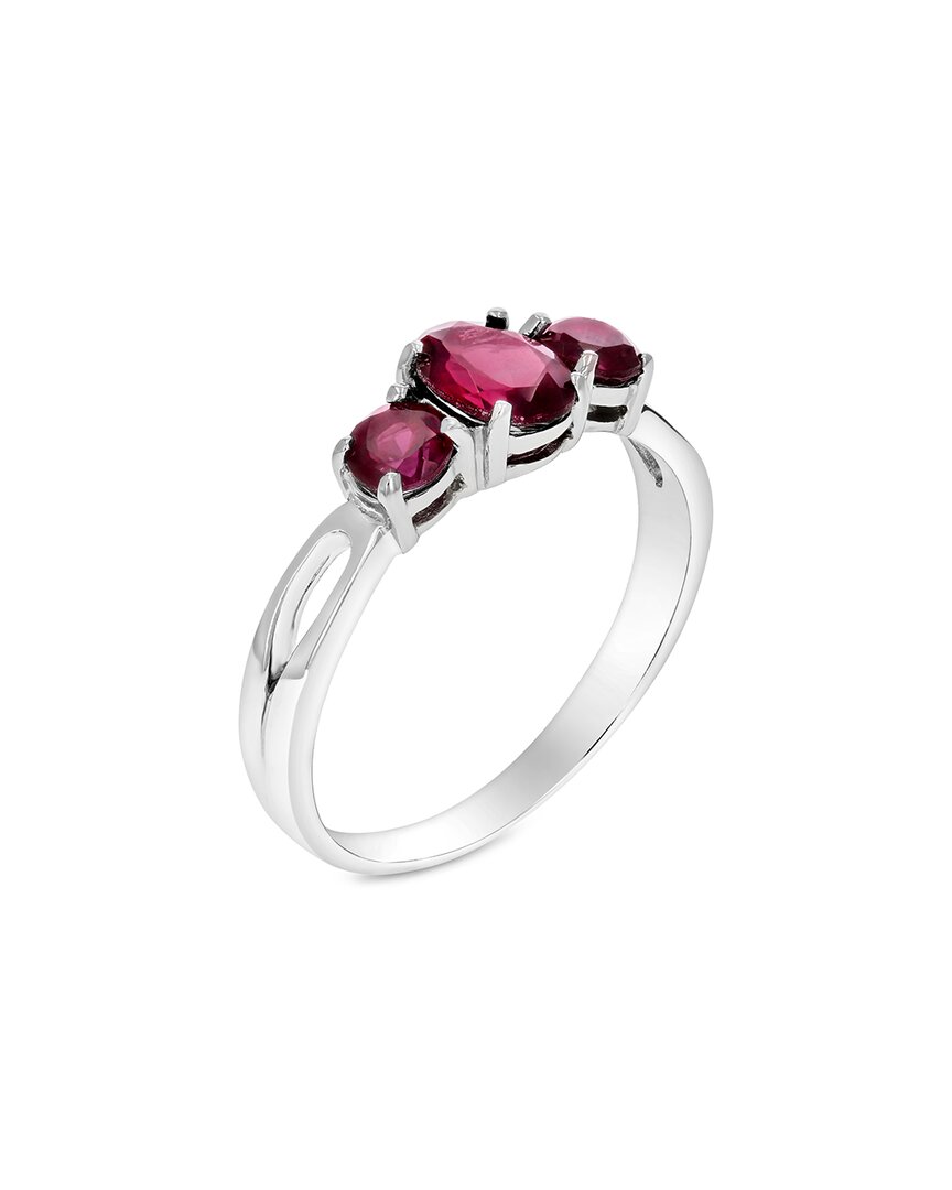 Gemstones Silver 1.20 Ct. Tw. Garnet Ring In Metallic