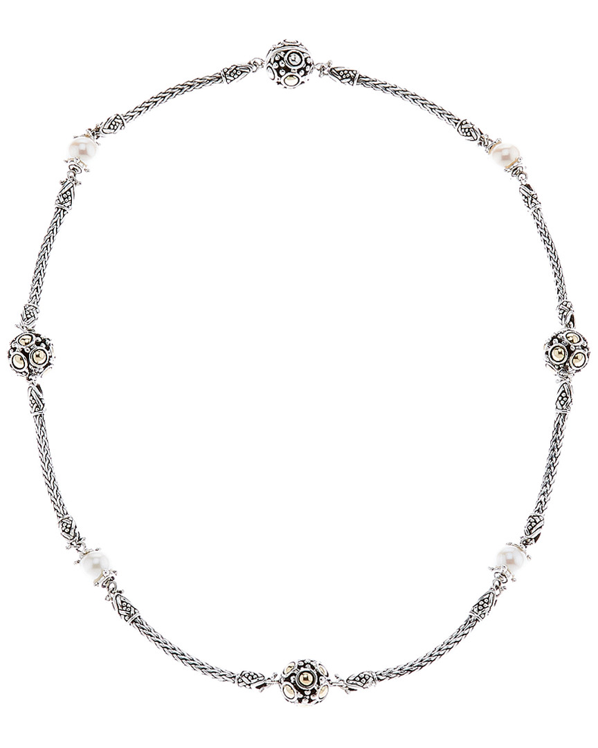 Shop John Hardy Jaisalmer Silver 18k & Silver Pearl Necklace In Multicolor