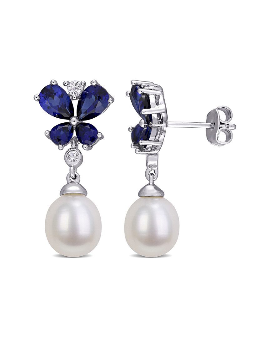Pearls 14k 8-8.5mm Freshwater Pearl Floral Earrings