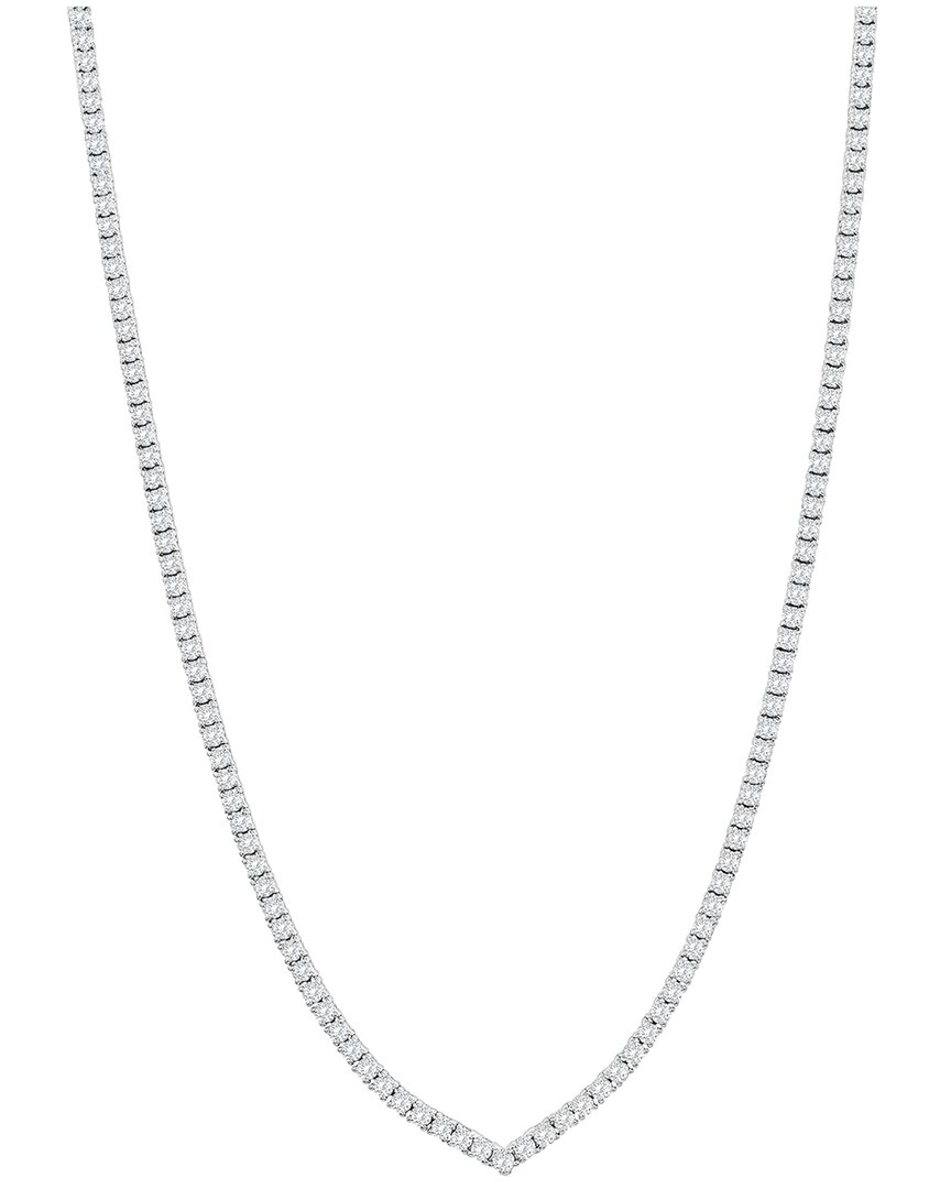 Jewels By Viomo 14k 10.48 Ct. Tw. Diamond & Sapphire Straight Line Necklace In Silver