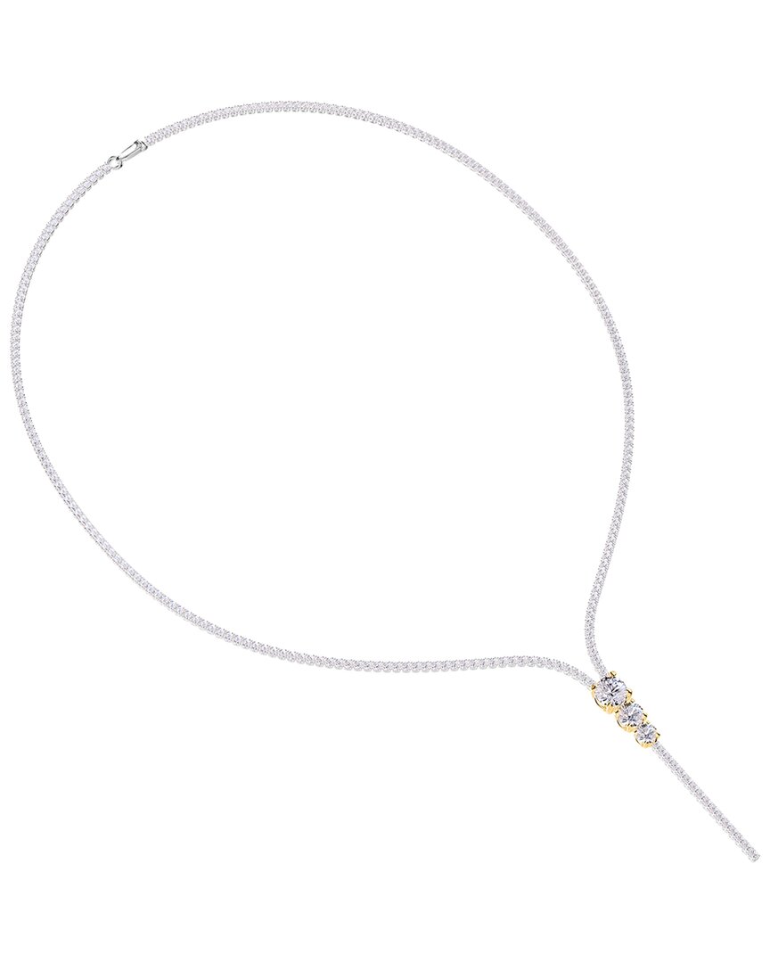 Lab Grown Diamonds 14k 6.88 Ct. Tw. Lab-grown Diamond Drop Necklace N In Silver