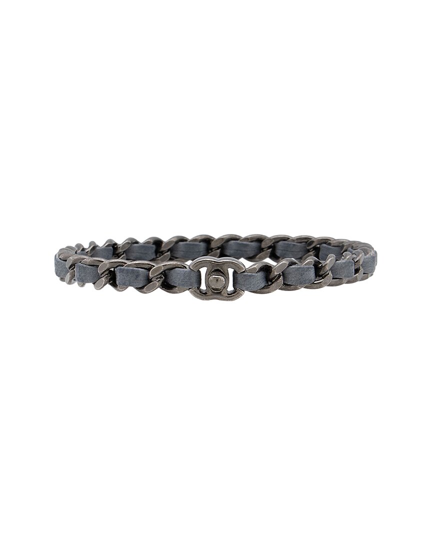 Pre-owned Chanel Leather Chain Cc Turnlock Bangle (authentic Pre-loved)