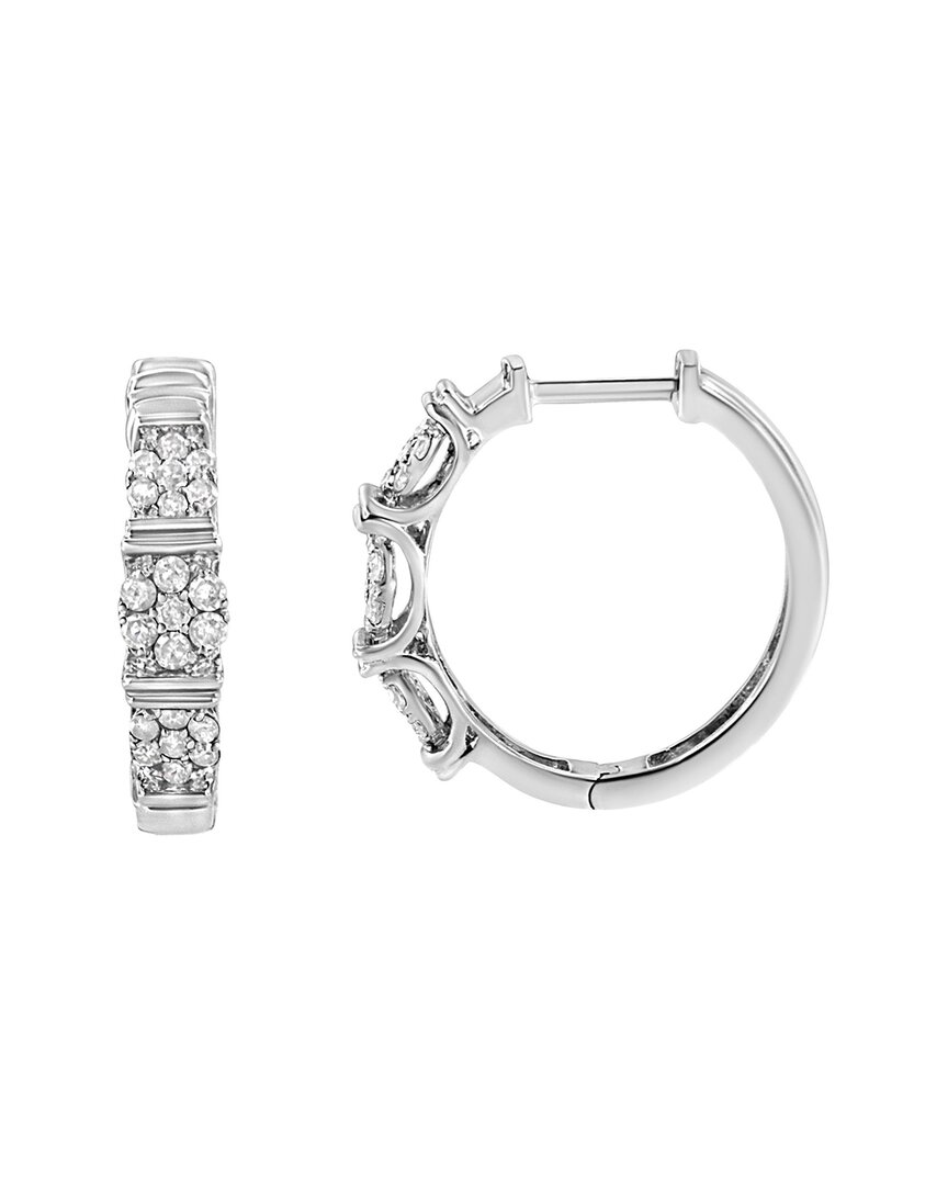 Haus Of Brilliance Silver 0.50 Ct. Tw. Lab-grown Diamond Hoop Earrings In Metallic