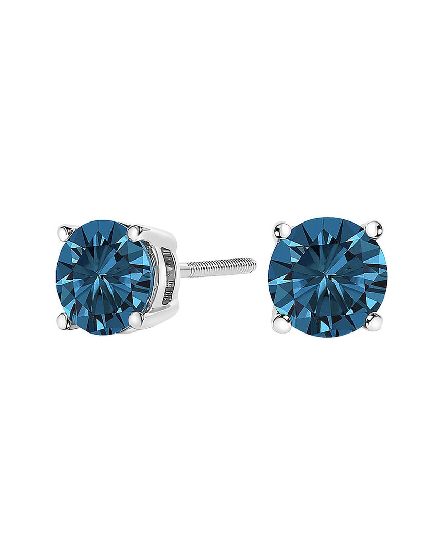Haus Of Brilliance 14k 1.00 Ct. Tw. Lab-grown Diamond Stud Earrings In Blue