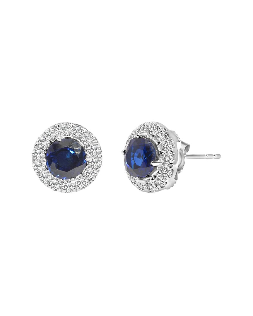 Haus Of Brilliance 14k 3.00 Ct. Tw. Lab-grown Diamond Stud Earrings In Blue